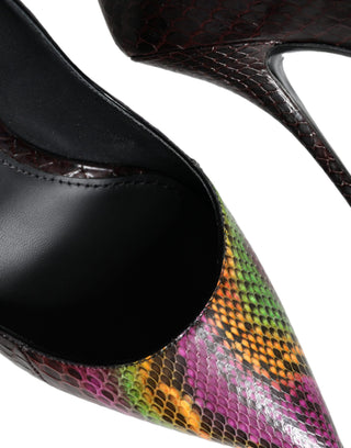 Zapatos de tacón multicolor de cuero exótico