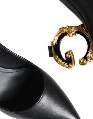 Zapatos de salón Mary Janes con tacones y logo en cuero negro