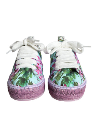 Mehrfarbige Espadrille-Sneaker mit Blumenmuster aus Leinen