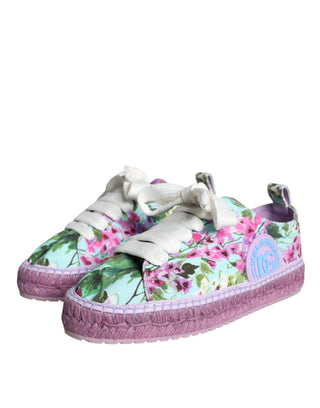 Mehrfarbige Espadrille-Sneaker mit Blumenmuster aus Leinen