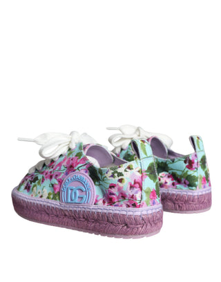 Mehrfarbige Espadrille-Sneaker mit Blumenmuster aus Leinen