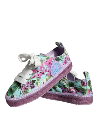 Mehrfarbige Espadrille-Sneaker mit Blumenmuster aus Leinen