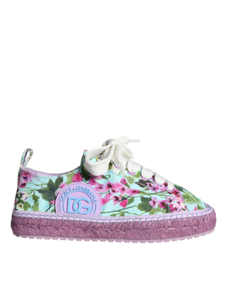 Mehrfarbige Espadrille-Sneaker mit Blumenmuster aus Leinen