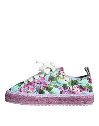 Mehrfarbige Espadrille-Sneaker mit Blumenmuster aus Leinen