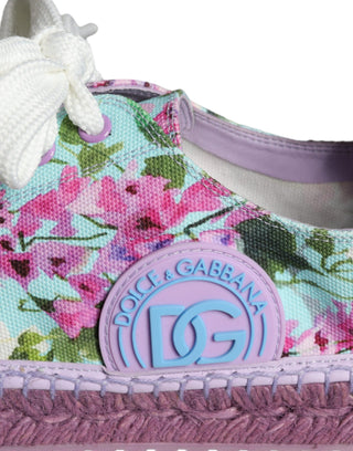 Mehrfarbige Espadrille-Sneaker mit Blumenmuster aus Leinen