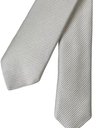 Corbata ajustable para hombre de seda 100% blanca lisa