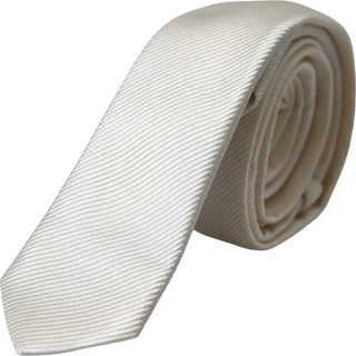 Corbata ajustable para hombre de seda 100% blanca lisa