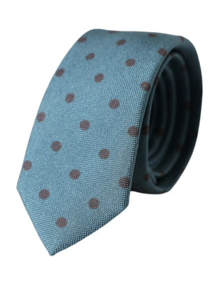 Blue Black Polka Dot Silk Adjustable Men Tie