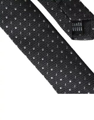 Dark Gray Polka Dot Silk Adjustable Men Tie