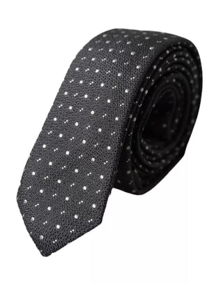 Dark Gray Polka Dot Silk Adjustable Men Tie