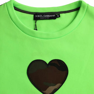 Suéter de cuello redondo con parche de corazón verde