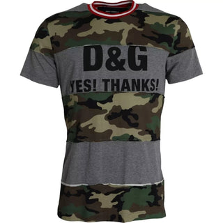 Camiseta de hombre de algodón con cuello redondo y camuflaje multicolor