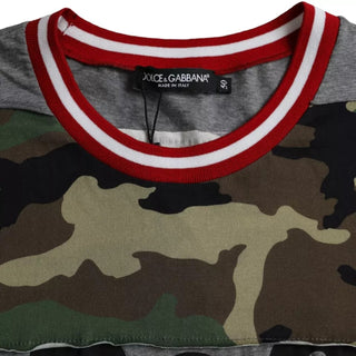 Camiseta de hombre de algodón con cuello redondo y camuflaje multicolor