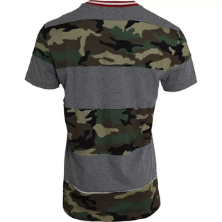 Camiseta de hombre de algodón con cuello redondo y camuflaje multicolor
