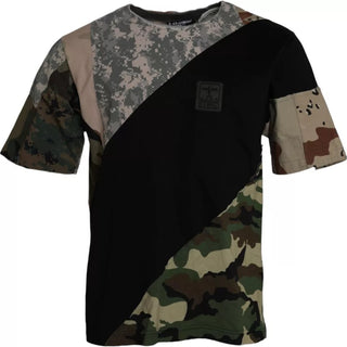 Camiseta de hombre de algodón con cuello redondo y camuflaje multicolor