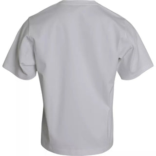 Camiseta blanca de algodón de manga corta y cuello redondo