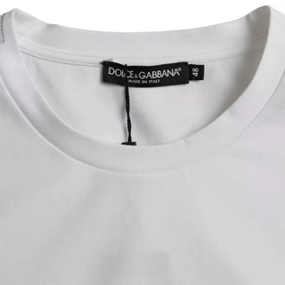 Camiseta blanca de algodón de manga corta y cuello redondo