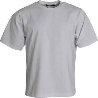 Camiseta blanca de algodón de manga corta y cuello redondo