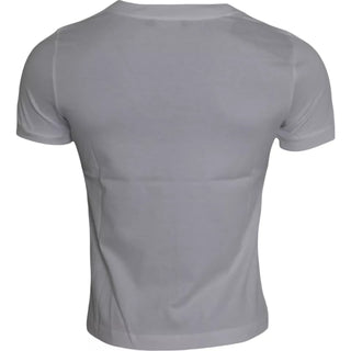 Camiseta blanca de algodón de manga corta y cuello redondo