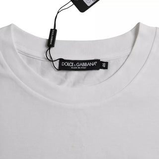 Camiseta blanca de algodón de manga corta y cuello redondo