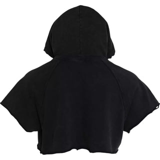 Camiseta negra de algodón con capucha y manga corta corta