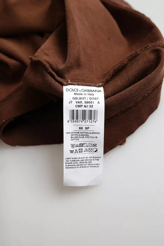 Camiseta marrón de algodón con salpicaduras de color y cuello redondo