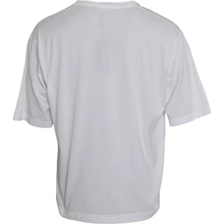 Camiseta blanca de algodón de manga corta y cuello redondo