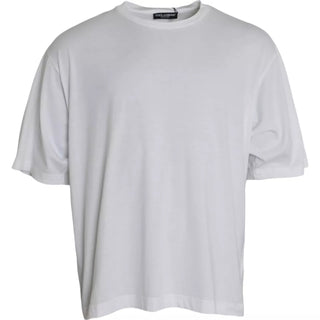 Camiseta blanca de algodón de manga corta y cuello redondo