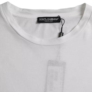 Camiseta blanca de algodón de manga corta y cuello redondo