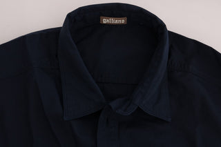 Camisa de algodón de manga larga casual azul