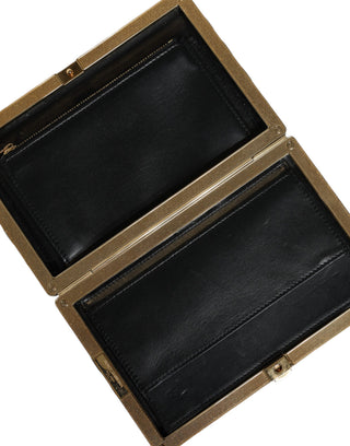 Bolso de mano de noche de terciopelo negro y burdeos con marco dorado