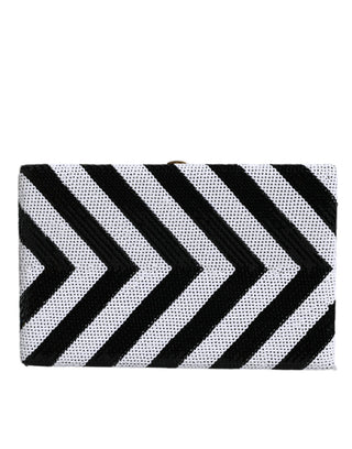 Bolso de fiesta con marco dorado en negro y blanco