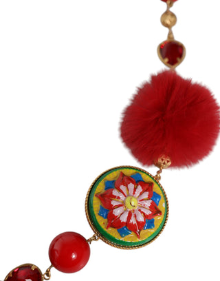 Cinturón torero de piel roja con cristales y piel de latón dorado