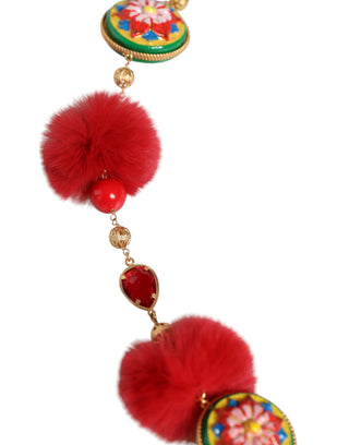 Cinturón torero de piel roja con cristales y piel de latón dorado
