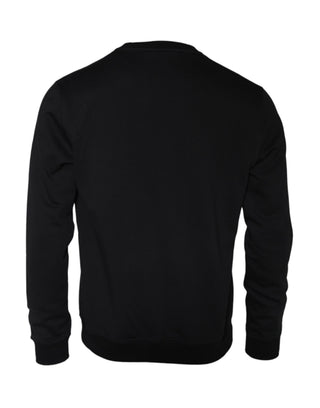 Suéter de algodón con cuello redondo y forro polar Medusa negro