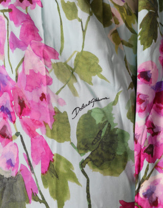 Mehrfarbiges Blumen-Wickelkleid aus Seidenstretch
