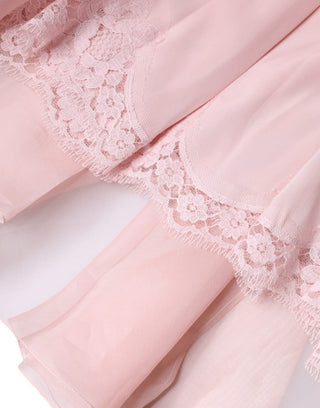 Vestido largo rosa sin tirantes de seda con falda en línea A