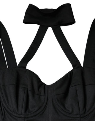 Vestido mini ajustado sin mangas con recortes negro