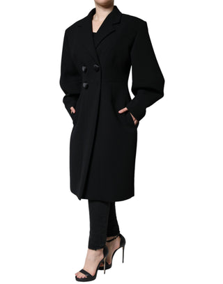 Schwarzer zweireihiger Trenchcoat