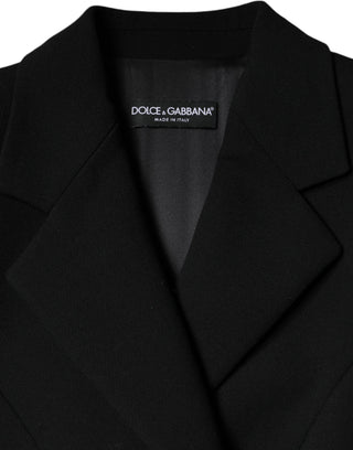 Schwarzer zweireihiger Trenchcoat