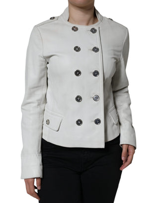 Weißer zweireihiger Blazer-Mantel/Jacke