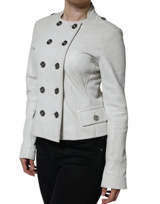 Weißer zweireihiger Blazer-Mantel/Jacke