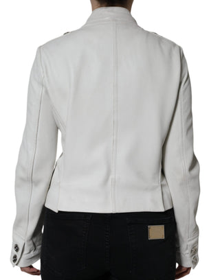 Weißer zweireihiger Blazer-Mantel/Jacke