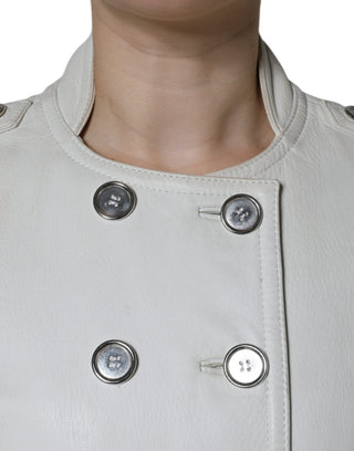 Weißer zweireihiger Blazer-Mantel/Jacke