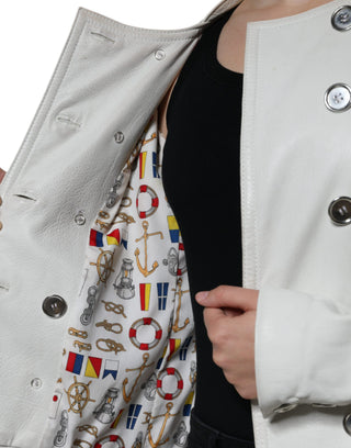 Weißer zweireihiger Blazer-Mantel/Jacke