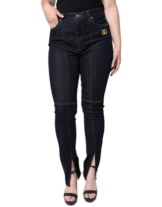 Jeans pitillo de mezclilla negra de mezcla de algodón