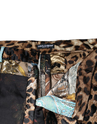 Mehrfarbige Patchwork-Jacquard-Hose mit hoher Taille