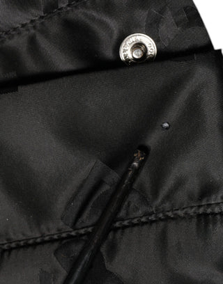 Schwarze gesteppte High-Waist-Hose für Damen mit weitem Bein