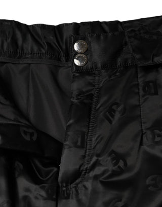 Schwarze gesteppte High-Waist-Hose für Damen mit weitem Bein