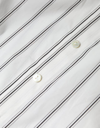 White Striped Collared Short Sleeve Polo Top